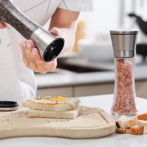 180/200ML Pepper Grinder Stainless Steel Glass Spice Bottle Salt Pepper Mill Manual Spice Grinder Mill Household Kitchen Gadgets
