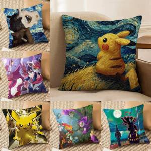 Bandai | Pokemon Hoenn Starters Anime Plush Pillow Cover Soft Short Plush Cushion Cover For Sofa Bedroom Home Decor Gift