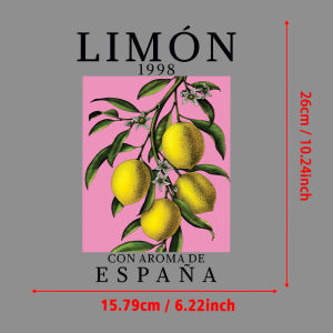 1998 Lemon Botanical Art Print Thermal Heat Transfer Sticker DIY Washable Iron-On Patches For Clothes T-shirt Applique Decor