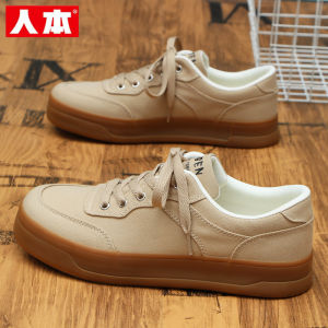 Mens Casual Canvas Shoes Breathable Khaki Retro Sports Sneakers Low Cut Flat Heel round Toe Rubber Outsole Daily Wear