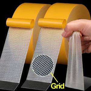5M Strong Sticky Double Sided Cloth Base Tape Mesh Glue Waterproof Traceless High Viscosity Grid Carpet Adhesive Tape