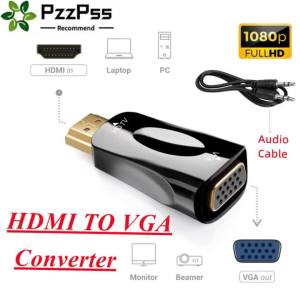 HDMI-compatible Male to VGA Female Cable Adapter Converter 3.5 mm Audio Interface Male to Female HD 1080P Transmission Adapter
