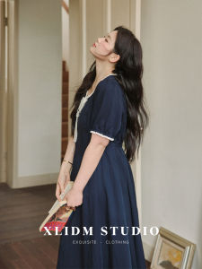 Large Size Womens Dress Tencel Linen A-Line Lace Collar Summer Pear-Shaped Fit