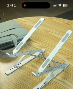 Adjustable Laptop Stand – Foldable & Portable 10 Height Levels Fits Up to 15” Laptops Ergonomic Design for Comfort & Ventilation
