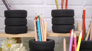 Student Pencil Holder Desktop Stationery Storage Box Creative Tire Shape Pen Holder Unique Design Office Desk Organizer New