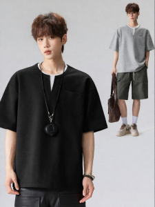 Wood soon | Retro Layered V-Neck Loose T-Shirt