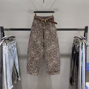 Retro High Waist Wide Leg Denim Pants Womens Fashionable Casual Embroidered Loose Long Trousers Autumn New Style