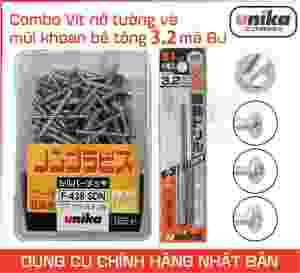[HCM] [FREE SHIP] Combo Ốc vít bắt tường bê tông (Vít nở tường) không cần tắc kê Unika mã F438 (đầu bằng) kích thước 4x38 mm vs Mũi khoan bê tông