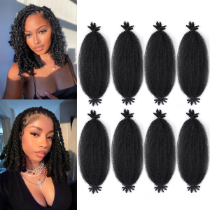 ผมถักเปียแบบ Afro Twist แบบสปริงที่แยกส่วนไว้ล่วงหน้า เหมาะสำหรับผมเสีย ผมนุ่ม  ผมสังเคราะห์แบบ Marley Twist สำหรับผู้หญิงผิวดำ