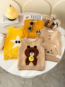 เสื้อกั๊กถักนิตติ้งหนาสำหรับเด็กผู้ชาย ฤดูใบไม้ร่วง/ฤดูหนาว เสื้อคลุมกันหนาวสำหรับเด็ก ผ้าขนแกะ 100% คุณภาพระดับ B