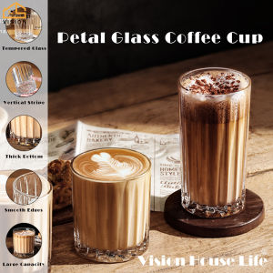 Tầm nhìn 340ml/410ml iced mỹ cà phê thủy tinh ly whisky ly thủy tinh ins nước trái cây kính uống trong suốt kính sọc dọc kính thời trang xưa cocktail thủy tinh