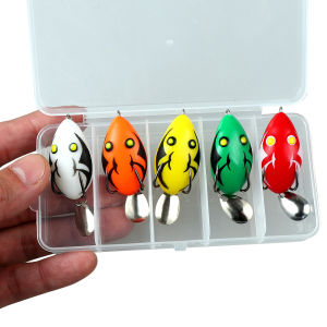 Bộ 5 Mồi Câu Cá Giả Kiểu Thái Mini Spinnerbait Hình Con Ếch 4cm/5g Mồi Nổi Tiện Dụng Phụ Kiện Câu Cá Cho Biển Sông Hồ