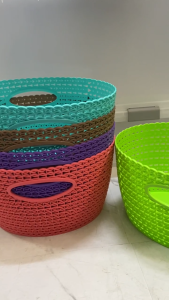 Premium Multi-Purpose Knitted Style Plastic Storage Basket Organizer for Kitchen Bathroom Bedroom Living Room