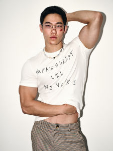 Papas lil monster | Vintage Letter Print Slim Fit T-Shirts Men