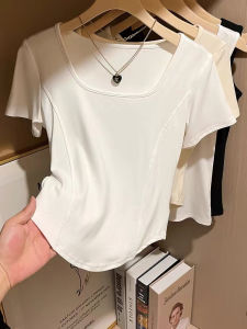 White Sleeveless Summer Scoop Neck T-Shirt Short Slim