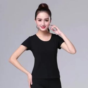 Women Short Sleeve Latin Dance Top Samba Tango Flamenco Ballroom Line Dance Practice Performance Dancewear Training Blouse