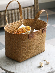 Giỏ Đựng Đồ Đan Bằng Rơm Nhật Bản Ba Món Cầm Tay Giỏ Đựng Đồ Dùng Gia Đình Phong Cách Đồng Quê Đồ Dùng Nhà Bếp Thủ Công Mỹ Nghệ