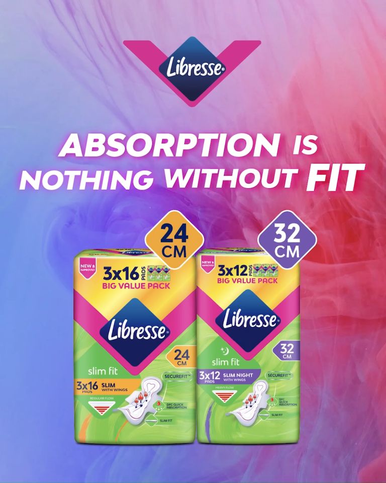 Libresse Slim Wings Pads 24cm (3x16s) - Secure Fit & Leakage Protection