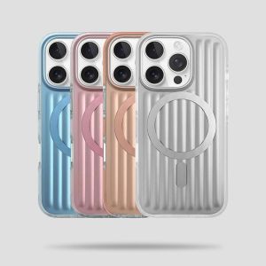 For Magsafe High Quality Premium Luggage Stripe Texture Magnetic Phone Case For iPhone 16 15 14 13 Pro Max Matte Anti-fall Back Cover For iPhone 16 Pro Max Shockproof Protective Casing