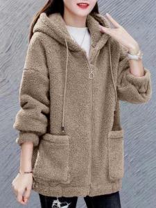 เสื้อคาร์ดิแกนคอวีแขนยาวทรงหลวมสำหรับผู้หญิงไซส์ใหญ่ ผ้าชีฟองลายลูกไม้หนา ทรงหลวม ทรงเข้ารูป ทรงเข้ารูป แขนยาว ฤดูใบไม้ร่วง/ฤดูหนาว