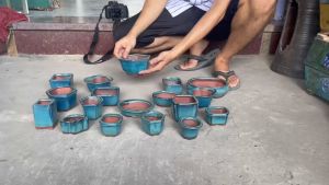 [ TỔNG HỢP ] Chậu trồng cây mini gốm sứ - Men hỏa biến - Nhiều kiểu dáng - Gốm sứ Bát Tràng