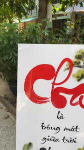 Bộ tranh đôi Thư pháp Chữ Cha Mẹ chất liệu in gỗ tráng gương tranh treo tường nhà cửa phòng khách làm quà tặng