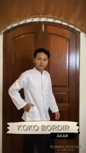 BAJU KOKO BORDIR KEMEJA KOKO PUTIH PRIA DEWASA LENGAN PANJANG BAHAN TOYOBO PREMIUM