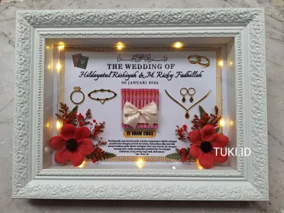 BINGKAI MAHAR UKIR BALI 27X37 | Frame mahar 3D rustic | Frame mahar custom sehari beres | Hantaran pernikahan | Bingkai Simbolis Pernikahan