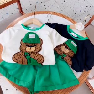 Bộ quần áo bé gái bộ áo cotton gáu mũ len size 10-32kg