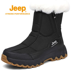 Jeep Northeast Cotton Sneakers for Men Winter Fleece Lined Thick Warm Snow Boots Outdoor Waterproof and Antislope for Youths and Middle-aged