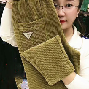 Quần Dài Thường Ngày Bằng Vải Nhung Kẻ Thời Trang Phong Cách Hàn Quốc Cho Nữ Mùa Xuân Hè 2024 Quần Dài Ống Đứng Đa Năng