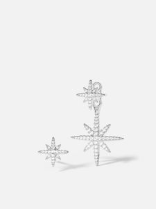 Asymmetric Meteorite Hexagram Design Earrings