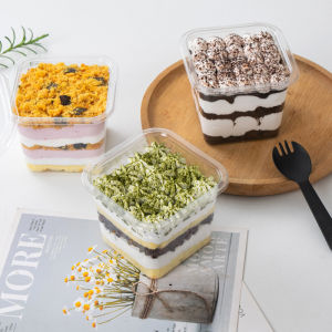 10/25/50pcs Transparent Cake Box Disposable Plastic Tiramisu Dessert Box Cups Bowls Container With Lids Salad Cupcake Gift Box