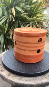 POT BUNGA ANGGREK GERABAH TANAH LIAT SILINDER POLKA D15 - POT ANGGREK SILINDER 03