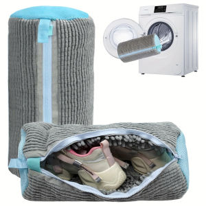 1Pc All-Purpose Machine Wash Shoe Bag with 360° Soft Brush Cleaning Laundry Bags