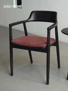 Retro Black Wooden Dining Chair with Armrests Island Chair Study Chair Simple Modern Style Solid Wood Furniture from Foshan