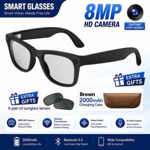 Smart Camera Glasses Bluetooth Call AI Chip Smart Assistant AI Picture Recognition Photography and Video Recording Smart Glasses