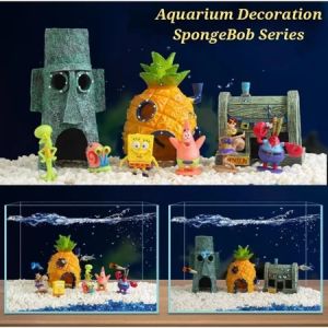 Ready Stock🇲🇾 Aquarium Decoration Spongebob Squidward House Creative Spongebob Resin Building House Cartoon Crafts Fish Tank Landscape Aquarium Decoration