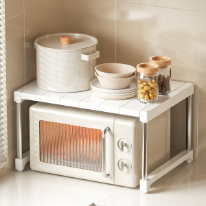 Kitchen Microwave Oven Rack Multi-Functional Home Use Countertop Multi-Layer Storage Shelf Rice Cooker Storage Organizer