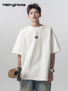 HetingHOME | เสื้อยืดคู่รักแขนสั้นหลวมสไตล์อเมริกันสำหรับผู้ชายและผู้หญิงในฤดูร้อน เสื้อผ้าทำงานแบบไม่ระบุเพศ Hetinghome