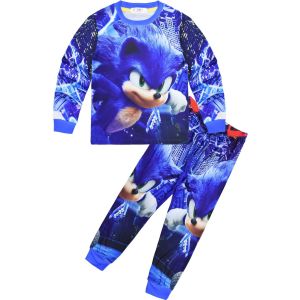 Kids Boy Printed Pajamas Set Movie Cartoon Sleepwear Sonic Nightwear Home Wear Pyjamas Outfit  for 4 5 6 7 9 10 Years