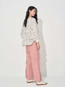 Cute Versatile Pure Cotton Casual Pants Womens Pleated Detail Workwear Slimming Straight Leg Trousers Natural Waist Long