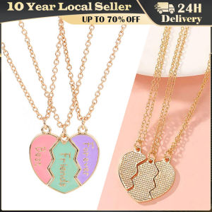 3 Pcs/set Best Friends Pendant Necklace For Woman Magnetic Adjustable Rainbow Daisy Lover Broken Heart Chain BFF Jewelry Gifts