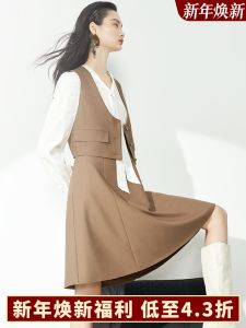 Bộ Đồ Hai Mảnh Áo Vest Thắt Nút Bướm Váy Mùa Xuân Thu Dài Tay Cổ Tròn Thường Ngày Cho Nữ