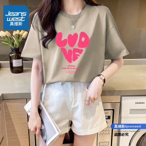 Jeanswest ผู้หญิง เสื้อยืดแขนสั้นคอกลม Pure ผ้าฝ้าย ฤดูร้อน ลำลอง สวมใส่ ดีไซน์ Sensation Unique Style ฤดูใบไม้ผลิ 2024 ใหม่