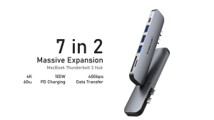 Lemorele TC52 USB C Hub 7 in 2 MacBook Adapter aluminum housing HDMI 60Hz SD/TF 100W PD USB C Docking Station