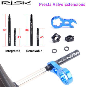 RISK Bike Bicycle Inner Tubes Presta Valve Extender Extension With Core Wrench Integrated/Removable Aluminium 45mm 80mm