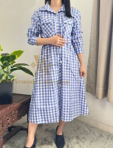 [VEMODE] #03 DRESS CASUAL KATUN MOTIF KOTAK NARITA