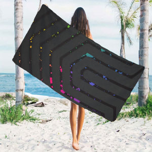 BILIBILI | Dark Gradient Chevron Paint Splash Quick Drying Microfiber Beach Towel Lightweight for Swimming Camping Yoga - Bath Towel