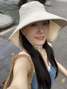 Large Brim Sun Protection Hat Neck Shawl Bucket Hat UPF 50+ Summer Outdoor Beach Sun Hat for Women Bucket Hat Summer Neck Protection Waterproof Sun Hat Travel Broadside Outdoor Hat Can Tie A Ponytail